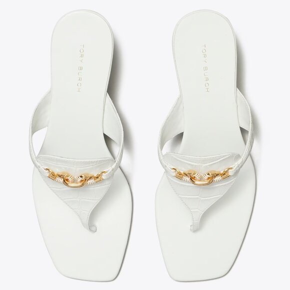 Tory Burch $328 JESSA LOW KITTEN HEELED SANDAL Gold 9.5 10 RUN SMALL - Picture 2 of 8